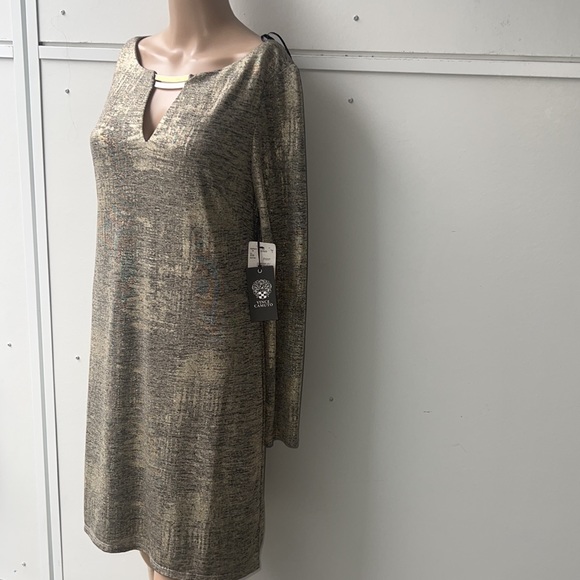 Vince Camuto Metallic Long Sleeve Dress Size 8 - Picture 5 of 9